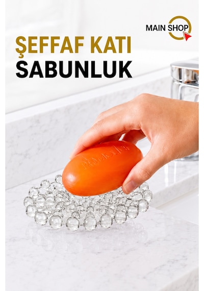 Mainshop Şeffaf Sabun Kurutucu Katı Sabunluk 1 Adet M-104