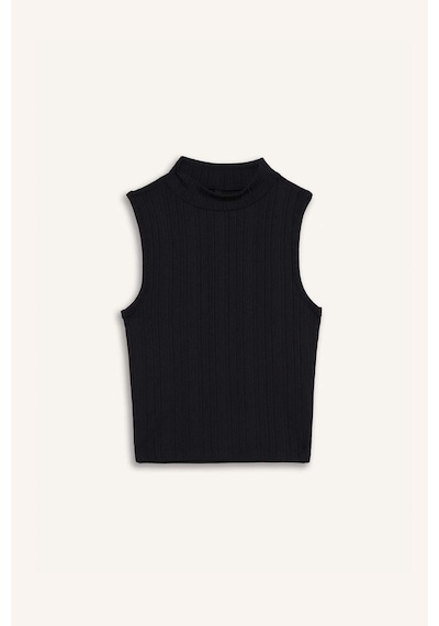 Defacto Slim Fit Dar Kesim Yarım Balıkçı Yaka Fitilli Kaşkorse Atlet C7703ax25spbk81 Siyah