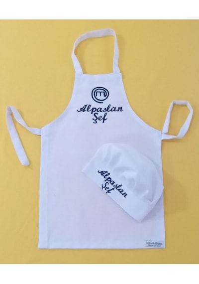 Moms And Babies Çocuk Mutfak Ve Etkinlik Ana Okulu Önlüğü İsme Özel Nakış Desenli 0- 14 Yaş Beyaz