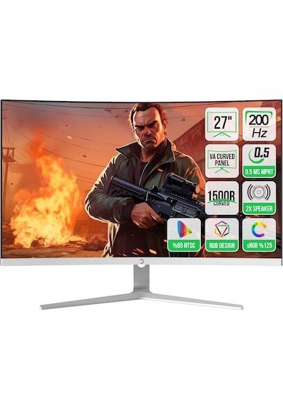 Gamepower Vivid T50 27'' 0.5 MS 200 Hz Curved RGB Beyaz Full HD VA Gaming Monitör
