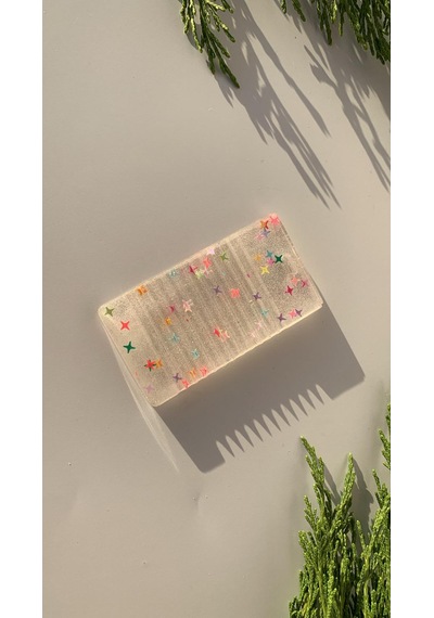 Tırtıklı Yıldız Glitterli Dikdörtgen Kitap Defter Ayracı Epoksi