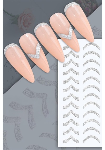 Misyul 5d Tırnak Sticker Yapışkanı Parıltılı Gümüş 48 Parça Mıs-3829