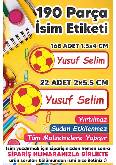 Okul Etiketi Kalem Defter Etiketi Galatasaray Özel Isim Yazılabilen Etiket - 190 Adet