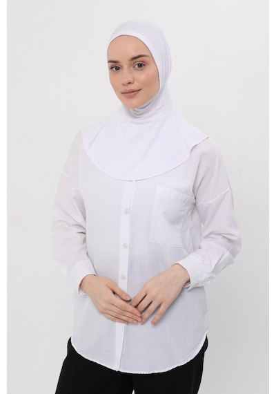 Altobeh Kadın Tesettür Pratik Boyunluklu Hijab - Sporcu Bone Beyaz