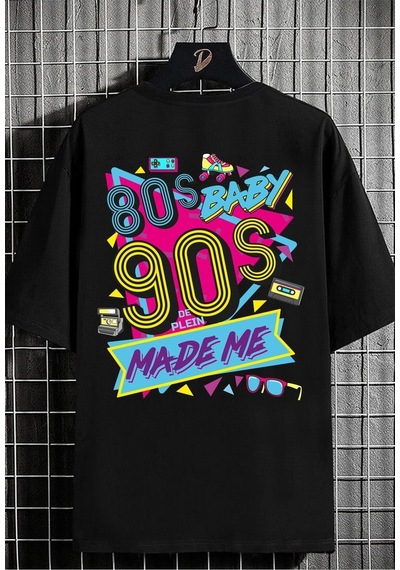 Noıssey Chulchan Shop Beyaz Oversize Unisex 80's 90's Baskılı % 100 Pamuk T-shirt Siyah