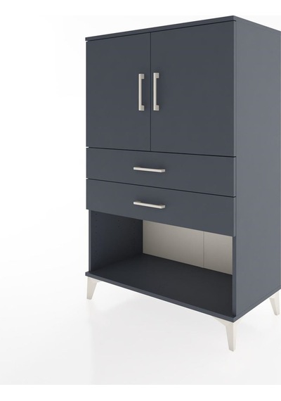 Hyperion Dolap 2 Raflı 2 Çekmeceli 2 Kapaklı 88x44x134 Antras... Antrasit