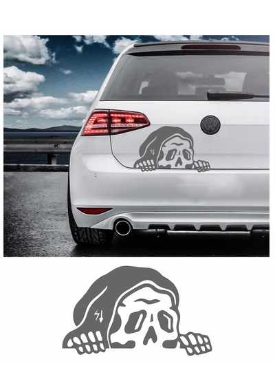 Bagajdan Bakan İskelet Sticker - Araba Oto Motosiklet Karavan Cam Sticker - 00112 12X7 Cm