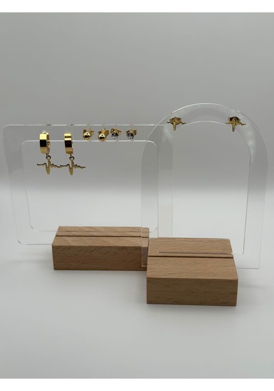 Arnes Jewelry Çelik Zirkon Taşlı Kalp Ritmi Küpe - 4 Çift Set Ar401nes Gold