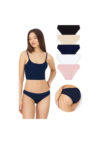 Cottonhill Basic Pamuklu Kadın Bikini Külot 5'li Paket çok Renkli Çok Renkli