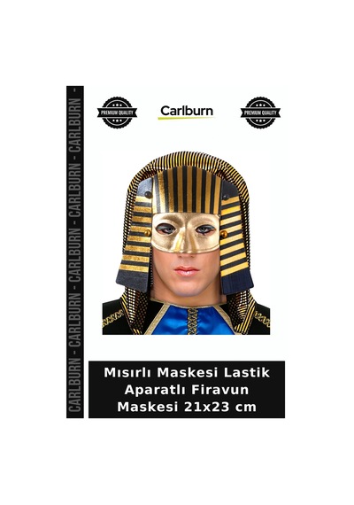 Mısırlı Maskesi Lastik Aparatlı Firavun Maskesi 21x23 Cm Gösteri Gereci Kombin Detayı Kutlama Eşyası "