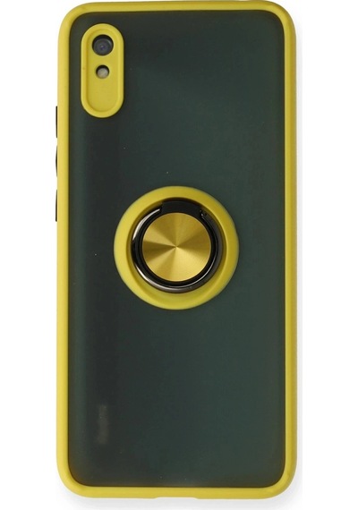 Durukar Redmi 9a Kılıf Montreal Yüzüklü Silikon Kapak - Sarı