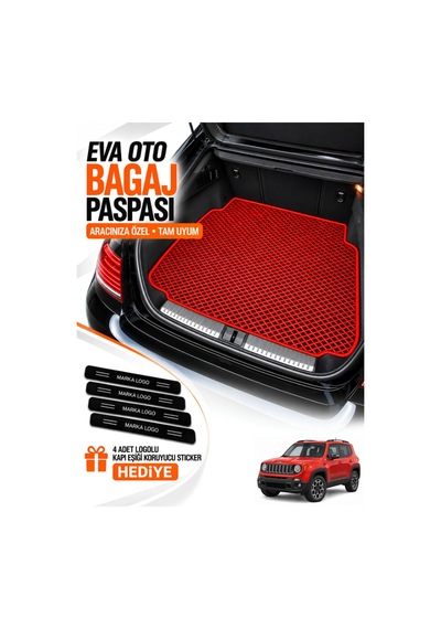 Jeep Renegade 2014-2018 Uyumlu Eva Bagaj Paspası Araca Özel Kırmızı