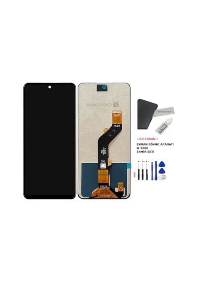 Tkgz - İnfinix Hot 20 Play Uyumlu Servicepack Lcd Ekran + B-7000 + Tamir Kiti