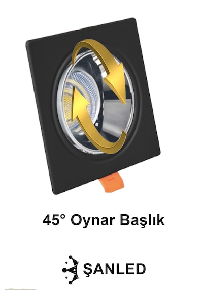 7w 3 Renkli Sıva Altı Kare Metal Siyah Krom Kasa Oynar Başlıklı Gu10 Led Spot 2 Adet Siyah - Krom