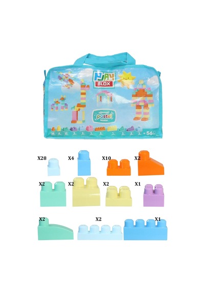 Play Blox 2915 Pastel Renkler Mega Blok Seti 56 Parça Mavi Çantalı