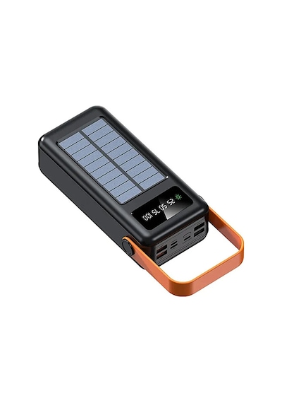 50000 MAh Powerbank LCD Göstergeli / Solar Güneş Enerjili / Işıklı Hızlı Şarj Kamp Powerbank
