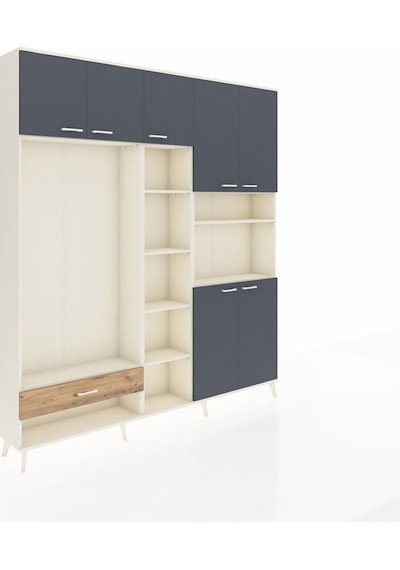 Arges Dolap 11 Raflı Tek Çekmeceli 7 Kapaklı 220x30x243 Aytaşı-antrasit/çam Antrasıt/atlas Çam Arges Dolap 11 Raflı Tek Çekmeceli 7 Kapaklı 220x30x243 Aytaşı-antrasit/çam Antrasıt/atlas Çam
