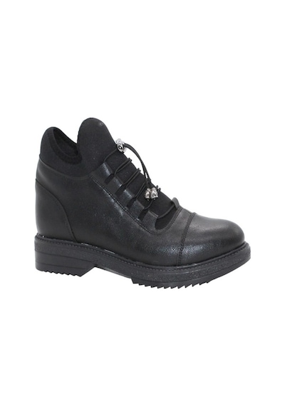 Mergenshoes S110 Siyah Cilt Bağcıklı Kadın Kışlık Bot Siyah