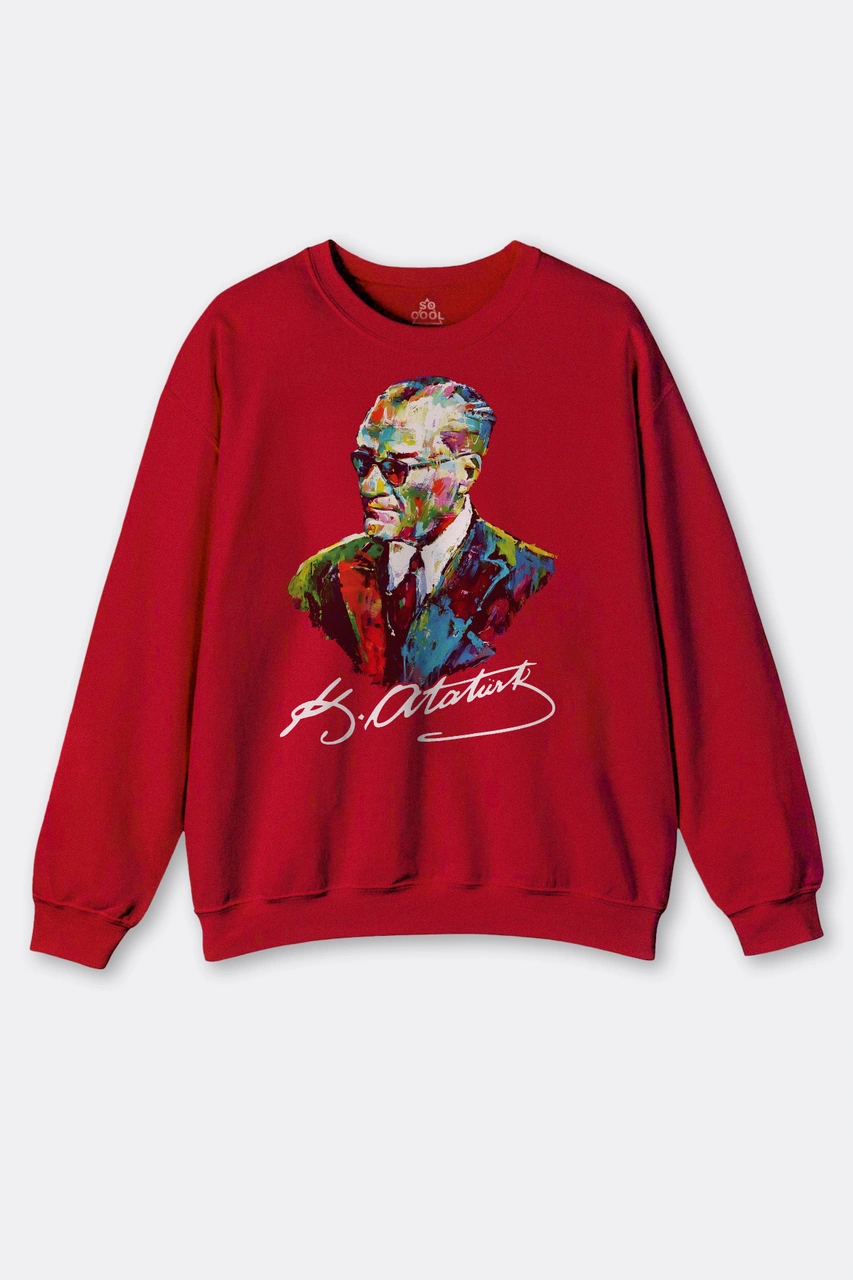 So Cool Karizma Gözlüklü Gazi Mustafa Kemal Atatürk Portresi Ata Baskılı Kırmızı Sweatshirt Kırmızı So Cool Karizma Gözlüklü Gazi Mustafa Kemal Atatürk Portresi Ata Baskılı Kırmızı Sweatshirt Kırmızı