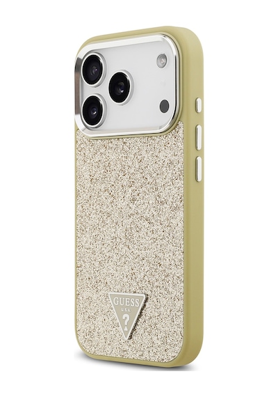 Apple Uyumlu iPhone 17 Pro Kılıf Guess Lisanslı M-safeli Metal Kamera Çerçeveli Üçgen Logolu Glitter Gold Gold