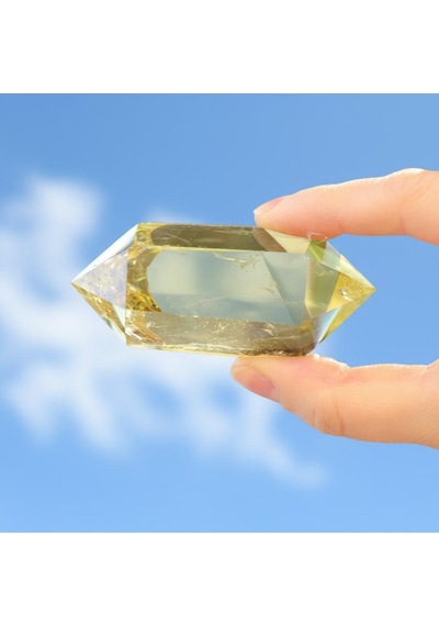 Doğal Çift Uçlu Limon Kuvars Taşı 100 Gr Enerji Dengeleyici Kristal Kuvars