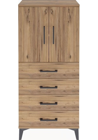 Arges Dolap 2 Raflı 4 Çekmeceli 2 Kapaklı 60x30x134 Çam-çam Çam