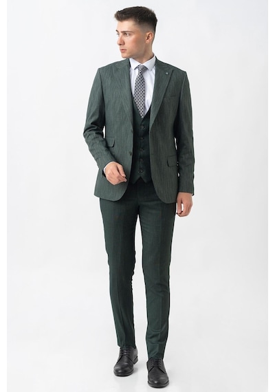 White Stone Gland Ty2423 Yelekli Likralı Slim Fit Takım Elbise Desenli-desenli Koyu Yeşil White Stone Gland Ty2423 Yelekli Likralı Slim Fit Takım Elbise Desenli-desenli Koyu Yeşil