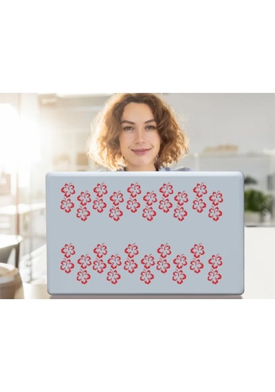 Defter Sticker,laptop Sticker Pembe Çiçekli Pvc 48x33x0,5cm