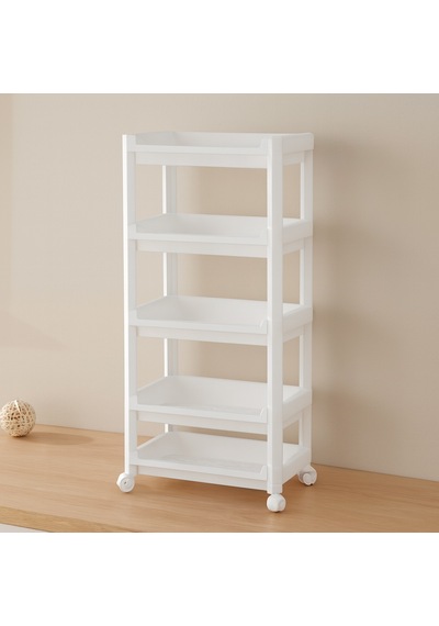 5 Katlı Tekerlekli Sepet Organizer Raf Ünitesi 355x220x850 Mm Çok Renkli