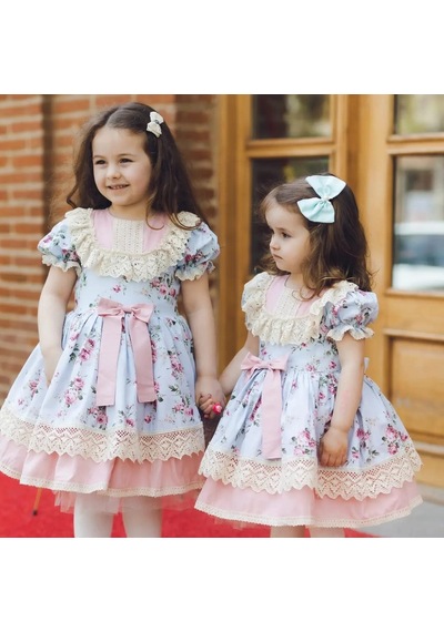 H L Y Karol Tasarım Mavi Okyanus Vintage Kız Bebek Elbisesi,doğum Günü,fotoğraf Çekim Elbisesi,0-12 Yaşa Uygun Mavi