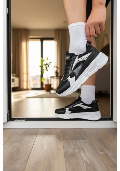 Enoch Erkek Spor Ve Yürüyüş Ayakkabısı Tam Ortopedik Yüksek Tabanlı Siyah Beyaz Chunky Model Siyah - Beyaz Enoch Erkek Spor Ve Yürüyüş Ayakkabısı Tam Ortopedik Yüksek Tabanlı Siyah Beyaz Chunky Model Siyah - Beyaz