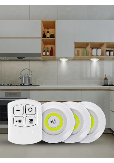 3lü Kumandalı Kabin Led Set Gece Lambası Mutfak Tezgah Altı Dolap İçi Kabin Altı Banyo Aydınlatması