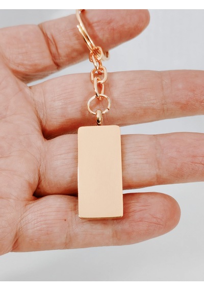 Kişiselleştirilebilir Rose Gold Dikdörtgen Metal Anahtarlık - Sade Ve Zarif Boş Künye Çok Renkli