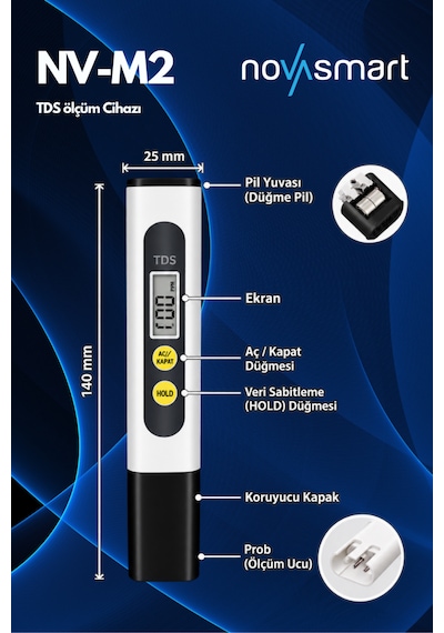 Nv-tdsm2 Dijital Tds Metre Su Kalitesi Ölçüm Cihazı 0 990 Ppm