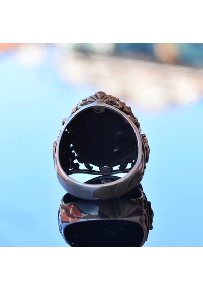 Gerçek Doğal Safir Taş Yüzük, Denizci Yüzüğü, 14.25 Karat, Çapa Yüzüğü, Gümüş Sterling Gümüş
