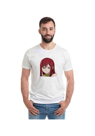 Anime Fairy Tail Glass Guild Emblem Baskılı Beyaz Erkek Tshirt (531006041)