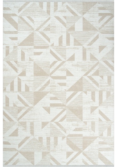 İmge 2506 Bej - Geometrik Desenli Halı Bej