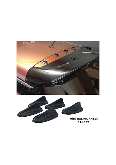 Mini Shark Balina Anten Seti 5 Li Balık Sırtı Süs Anten Siyah 540228305