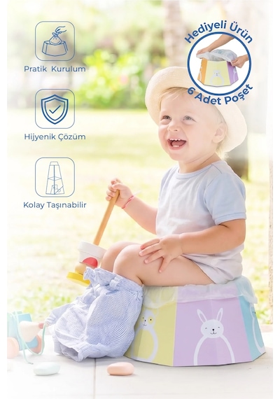 Babyjem Karton Seyahat Lazımlığı Desenli Beyaz