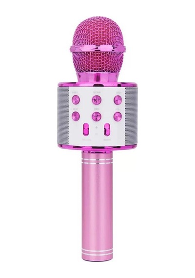 Ws-858 Karaoke Mikrofon Aux Usb Ve Sd Kart Girişli Bluetooth Hoparlör Pembe