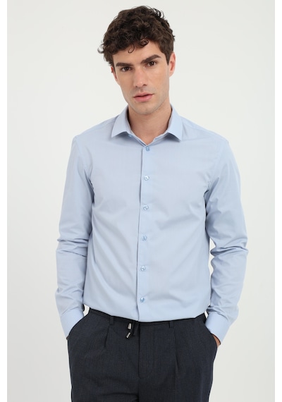 Dufy Erkek Slim Fit Uzun Kol Mavi Gömlek-25812 MAVİ