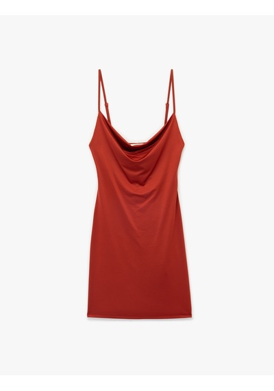 Koton Degaje Yaka Askılı Mini Elbise Bordo 5sak80415ek Bordo
