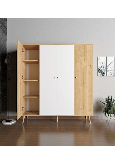 Floradesign Milano Gardırop /elbise Dolabı Dört Kapaklı Dolap 160cm Meşe