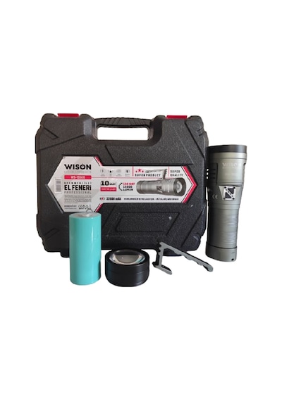 WISON WS-15500 Profesyonel Uzun Menzilli El Feneri | 13.000 Lümen – 130W – 32.000 Mah.