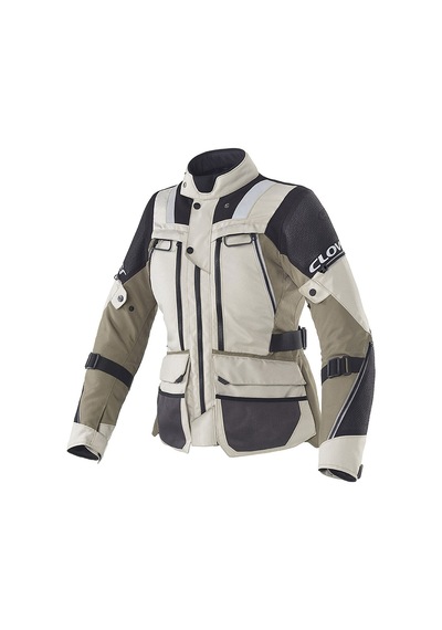 Clover Outland-3 Lady Wp Korumalı Kadın Motosiklet Montu Bej Siyah