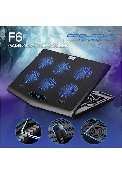 6 Fanlı Işıklı 2 Usb 7 Kademeli Gaming Notebook Soğutucu Stand