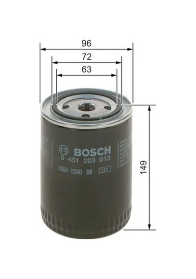 Vw Transporter T4 Yag Filtresi 2.4d 1997-2002 Bosch 0451203012