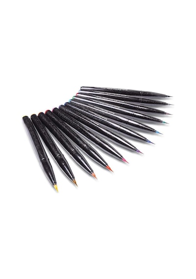 Pentel Sing Pen Brush İnce Uçlu Fırça Kalem Sarı Genel