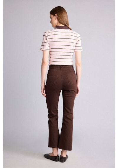 Defacto Crop Flare Fıt Yüksek Bel Bilek Boy Jean Pantolon H8501ax26spbn336 Kahve-bn336