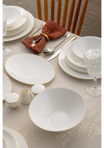 Emsan Elmira Gold Fine Bone 59 Parça 12 Kişilik Yemek Takımı Beyaz
